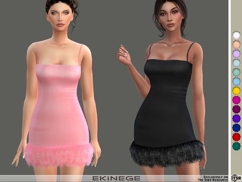 Sims 4 Mini Dress, Lace Pencil Dress, Sims 4 Dresses, Fashion Design Collection, Sims 4 Mods Clothes, Sims 4 Clothing, Feather Dress, Mod Dress, The Sims4