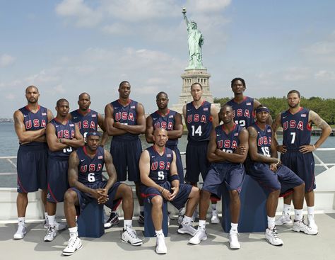 The Redeem Team.   2008 USA Gold Medal Team. Basketball Team Pictures, Usa Dream Team, Basketball Rules, Team Usa Basketball, Olympic Basketball, Girls Basketball Shoes, Jason Kidd, Air Max Day, Vintage Basketball