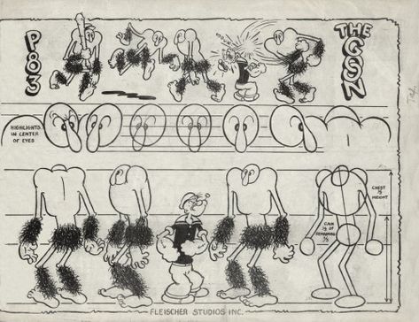 Michael Sporn Animation – Splog » Fleischer Model Sheets – Popeye and Betty Fleisher Studios, Rubberhose Art, Turnaround Reference, Fleischer Cartoons, Fleischer Studios, Body Cartoon, Max Fleischer, 1930s Cartoons, Animation Process