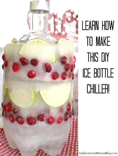 DIY Ice Bottle Cooler - Celebrations at Home Wine Chiller Ideas, Diy Ice Bucket, Bar Fashion, Thanksgiving Drinks, The Whoot, Christmas Cocktail, Kitchen Things, Food Stations, Bourbon Cocktails