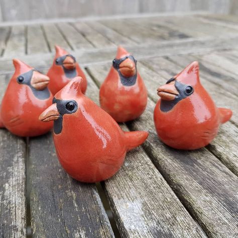 Clay Cardinal Bird, Clay Cardinal, Ceramic Cardinal, Pottery Birds, Pottery Christmas, Clay Birds, Small Gathering, Manatees, Clay Crafts Air Dry