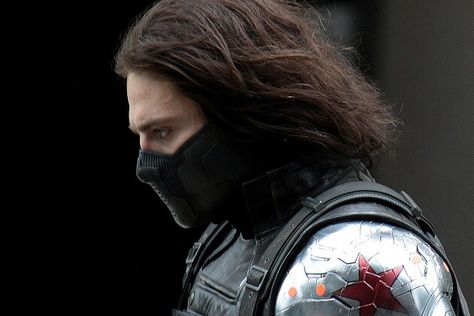 I want that red star as a tattoo on my left shoulder in dedication to Bucky XD The Winter Soldier, Winter Soldier, The Winter, Captain America, A Man, Soldier, Long Hair, Walking, Red