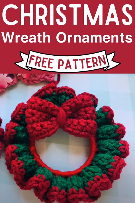 Crochet The Christmas Wreath Ornaments Crochet Wreath Ornament, Christmas Wreath Ornaments, Shawls Design, Crochet Christmas Ornaments Free Pattern, Diy Fall Ideas, Crochet Fall Decor, Holiday Crochet Patterns, Christmas Amigurumi, Crochet Christmas Wreath