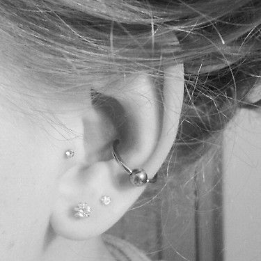 I think this is the picture that inspired me to get my conch pierced 4 years ago. It's my favorite piercing. Kinds Of Ear Piercings, Conch And Tragus Piercing, Orbital Conch, Inner Ear Piercing, Dream Piercings, Inner Conch, Anniversary Theme, Different Ear Piercings, Vintage Diamond Earrings