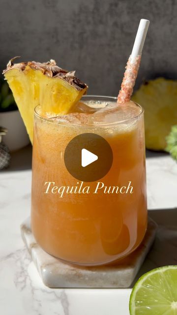 Kristi | Cocktail & Drink Recipes on Instagram: "You’ve come to the right place if you’re looking for a twist in a classic cocktail! Today, it’s time for a twist on a classic rum punch.... a Tequila Punch! Instead of using a white rum and a dark rum, we are using a Blanco Tequila and a Reposado Tequila! Let me tell you a secret…..but don’t tell anyone…. this is soo good, I might not go back to the rum version 😂  1.25 oz Blanco Tequila 1.25 oz Reposado Tequila Mango 0.5 oz Lime Juice 0.75 oz Strawberry Purée 1.5 oz Pineapple Juice Add a Strawberry Sparkle @seasoned_straws to take it to the next level!   Add mango and lime juice to a cocktail shaker and muddle. Then, add strawberry purée, pineapple juice, blanco tequila and reposado tequila. Add ice and shake. Double strain over ice and gar Tequila Reposado Cocktails, Tequila Punch, Cocktail Drink Recipes, Strawberry Purée, Cocktail Drinks Alcoholic, Cocktail And Mocktail, Soda Recipe, Reposado Tequila, Mexican Foods