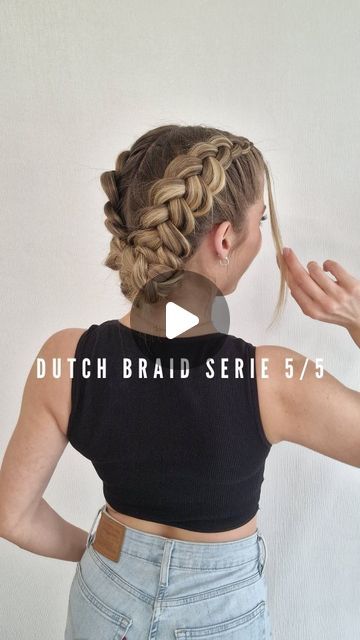 Braided Hairstyles Hair Up, Braided Casual Hairstyles, Two Dutch Braids Into Bun, Easy Plaits Hairstyles, Braided Buns Hairstyle, Braid Hairstyles For Work, Cute Braided Updos, Braided Updo Casual, Dutch Braids Into Bun