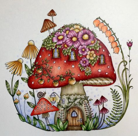 Worlds of wonder by Johanna Basford | julie's passion for coloring Mushroom Coloring Pages Finished, Worlds Of Wonder Coloring Book, World Of Wonder Johanna Basford, Johanna Basford Coloring Book Rooms Of Wonder, Joanna Basford Coloring Worlds Of Wonder, World Of Wonders Coloring Book, Johanna Basford World Of Flowers Finished Pages, Johanna Basford Coloring Book Pages, World Of Wonders Johanna Basford