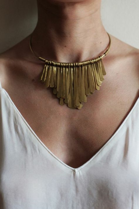 Metal Study, Brass Choker, Found Object Jewelry, Extraordinary Jewelry, Sunflower Jewelry, Arm Bracelets, Jewelry Website, Sparkle Jewelry, Fringe Necklace