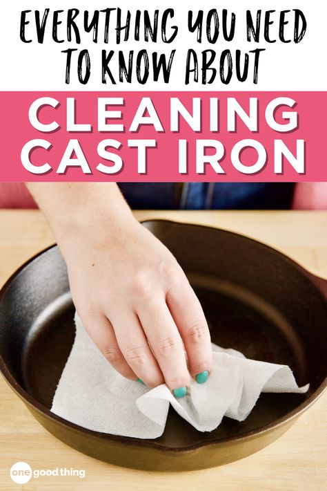 Got questions about cast iron? I'll show you how to clean it, season it, and keep it looking great for decades to come. Cleaning Cast Iron, Rusty Cast Iron Skillet, Cleaning Cast Iron Pans, Clean Cast Iron, Cast Iron Skillet Recipes Dinner, Restore Cast Iron, Cleaning Cast Iron Skillet, Seasoned Cast Iron Pan, Cast Iron Care