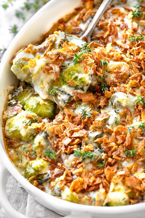 Brussels Sprout Casserole Thanksgiving, Gruyere Brussels Sprouts, Creamed Brussel Sprouts, Frozen Brussel Sprout Recipes, Brussels Sprout Casserole, Brussels Sprouts Casserole, Creamy Brussel Sprouts, Cheesy Brussels Sprouts, Brussel Sprout Casserole