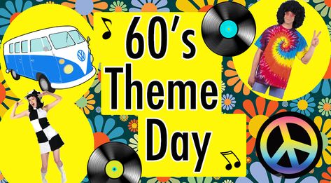 How to host a 1960s Hippy Day 60s Homecoming Theme, Golden Age Of Radio Activities, 1960s Party Decorations, New Year's Eve Games For Family, 1960s Party Theme, 60s Party Themes, 60's Party, Activities Board, Decades Party