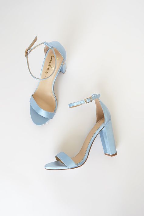 Blue Heels Outfit, Light Blue Wedding Shoes, Hoco Heels, Baby Blue Heels, Light Blue Heels, Shoes Heels Prom, Blue Satin Heels, Teal Heels, Light Blue Shoes