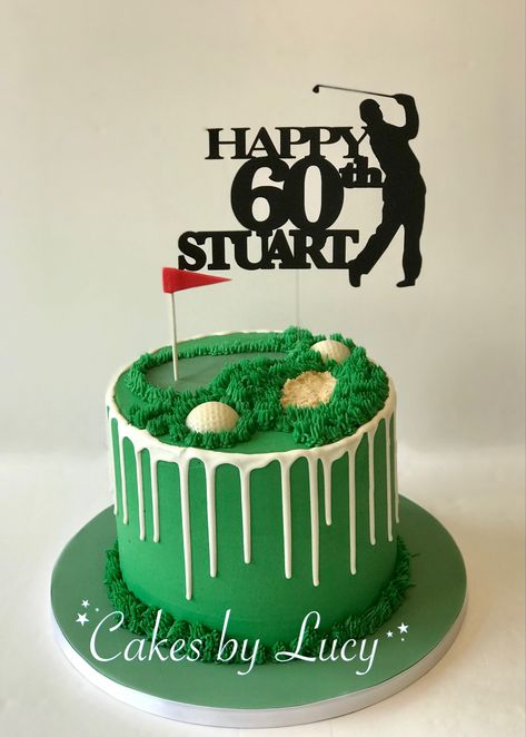 Golf themed 60th birthday drip cake 70th Golf Birthday Cake, Golf Birthday Cake, Birthday Drip Cake, Golf Birthday Cakes, Golf Cake, 21st Cake, Special Cakes, Golf Birthday, Cakes And Cupcakes