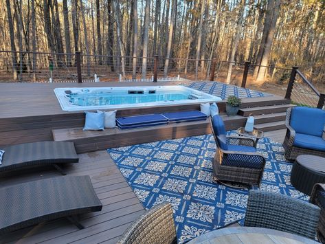 Built In Swim Spa, Swimspa Decking, Swim Spa On Deck, Swimspa Deck Ideas, Plung Pools, Swim Spa Deck Ideas, Swimspa Ideas, Pools Backyard Above Ground, Swimming Pools Backyard Above Ground