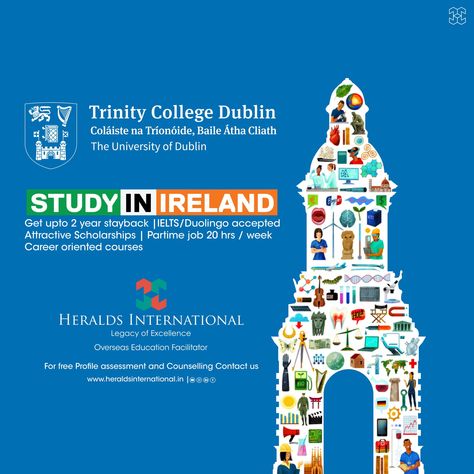 🎓Ireland offers the perfect backdrop for your academic journey, from vibrant cities to breathtaking landscapes. Explore your options with Heralds International today! 💬 ✈️Ireland beckons you, and education awaits. 📚 📞Dreaming of studying in Ireland? Let's make it happen! Contact Heralds International now for personalized guidance. 🌍 #StudyInIreland #IrelandEducation #GlobalLearning #HeraldsInternational #ExploreIreland #AcademicJourney #DreamBigStudyAbroad Trinity College Dublin, Trinity College, Overseas Education, Breathtaking Landscapes, Study Abroad, Make It Happen, Dream Big, Dublin, Make It