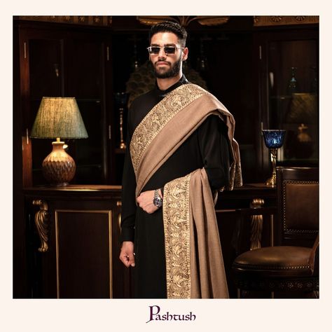 Cloaked in taupe and edged with the glimmer of metallic Tilla, this 100% pure wool Pashtush shawl is an embodiment of opulence, certified by Woolmark for its unmatched quality. 🧶✨ #PureElegance #TillaTradition #PashtushPrestige #WoolmarkCertified #TaupeTones #GoldenBorders #WovenWealth #MensShawl #SophisticatedStyle #LuxuryDraped #purewool #luxuryfashion #menswear #traditionalweave #fashionstatement #elegantlook #styleicon #certifiedluxury #dapper #gentlemanscape #ethnicluxury #sartorial #f... Sherwani With Shawl For Men, Sagan Dress, Shawl For Men, Indoor Wedding Decorations, Groom Dress Men, Dress Men, Wedding Clothes, Indoor Wedding, Rain Photography