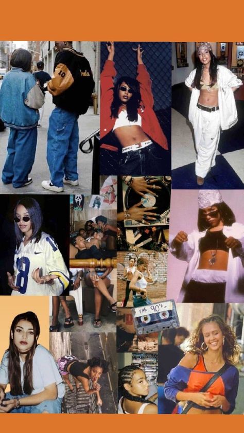 1990-2000 Fashion, 90s Aesthetic Aaliyah, 90s Outfits Aaliyah, 2000s School Spirit Week, 1990 Black Women, Aliyah Outfits 90s Costume, Aaliyah Style 2000s, Tupac Outfits 90s Women, 80s 90s 2000s Fashion