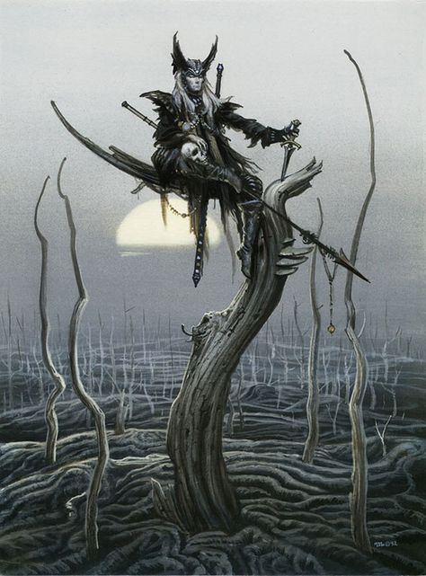 Elric Of Melnibone Art, Michael Whelan, Michael Moorcock, John Howe, Fantasy Fiction, Dark Elf, Fantasy Paintings, Fantasy Artist, Fantastic Art