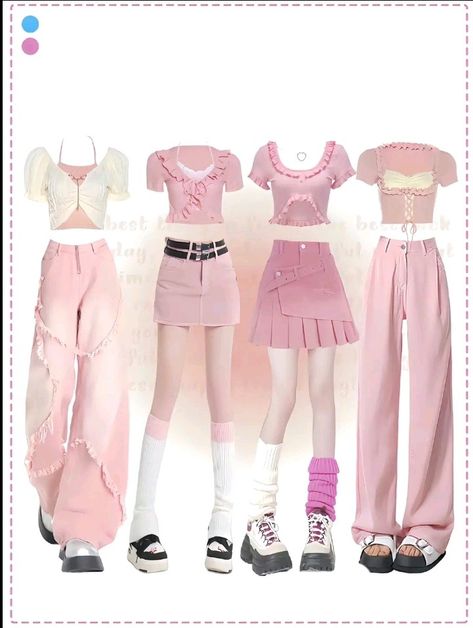 P1harmony Concert, Dance Performance Outfits, Group Outfits, Kpop Concert Outfit, Aesthetic Korean, Dance Outfit, Korean Dress, Pink Outfits, Kpop Fashion Outfits