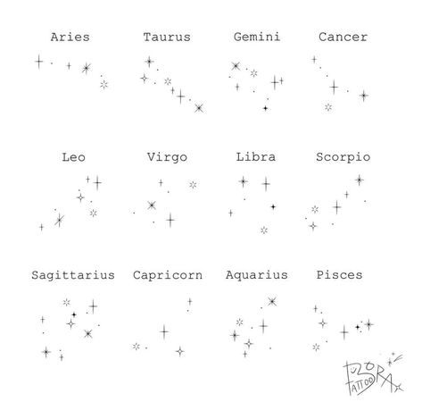 May Star Sign Tattoo, Constellation Sagittarius Tattoo, Leo Zodiac Tattoos Constellation, April Star Sign Tattoo, Constellation Tattoo Spine, Gemini Libra Tattoo, Zodiac Sign Constellation Tattoo, Birth Constellation Tattoo, Constellation Tattoo Capricorn