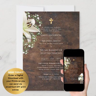 How To Word A Catholic Wedding Invitation - With Example Text Graphic Design Themes, Catholic Wedding Invitations, Holy Matrimony, Word A, Catholic Wedding, Wedding Invitations Online, Love Is Patient, Wedding Invitation Templates, Wedding Colors