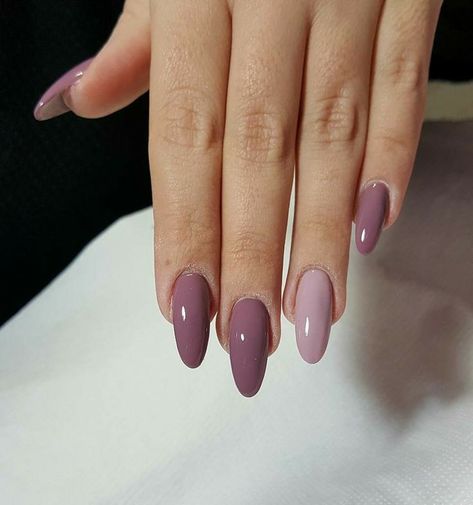 One Color Nails Almond, Winter Nail Colors, Shiny Nails Designs, Mauve Nails, Indigo Nails, Fancy Nails Designs, Nail Colors Winter, Beige Nails, Simple Gel Nails