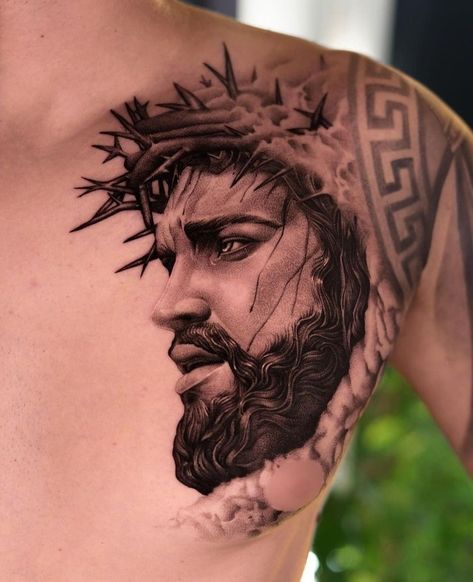 God Face Tattoo, Egyptian Tattoos, Jesus Christ Tattoo, Jesus Tattoo Design, Chicano Tattoos Sleeve, Zeus Tattoo, Christ Tattoo, Girl Face Tattoo, Special Tattoos