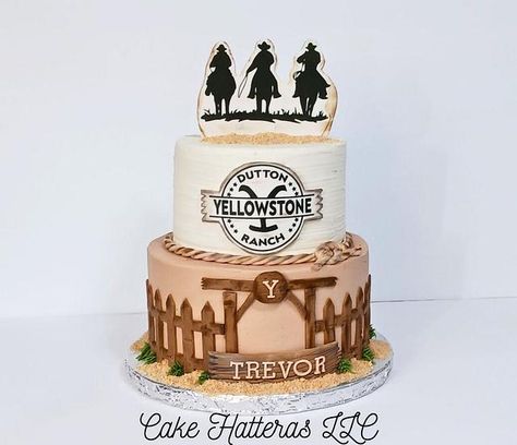 Cowboy Bday Cake, Cowboy Cakes For Men, Yellowstone Cake Ideas, Yellowstone Birthday Cake, Yellowstone Birthday Party, Yellowstone Cake, Yellowstone Theme Party, Rodeo Cake Ideas, Yellowstone Party Ideas