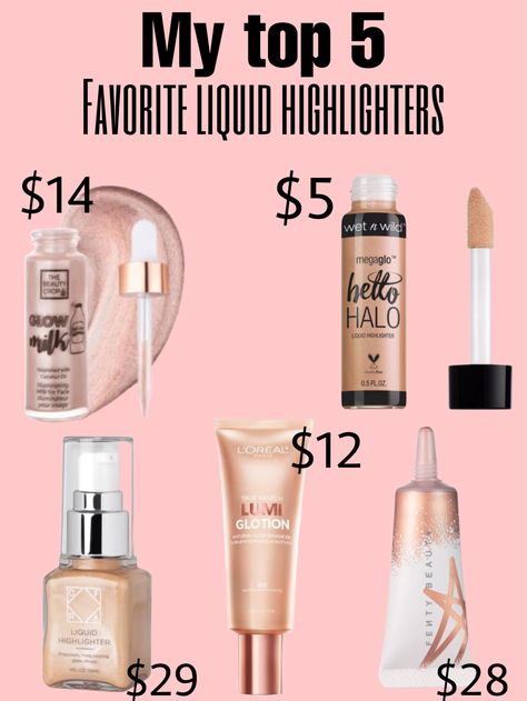 Highlighter Drugstore, Liquid Highlighter Drugstore, Cream Highlighter Drugstore, Affordable Highlighter, Highlighter Brands, Liquid Highlighter, Fenty Beauty, Birthday Wishlist, Highlighter