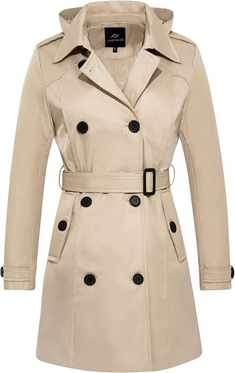 Amazon.com: FARVALUE Women's Waterproof Trench Coat Double Breasted Windbreaker Classic Belted Lapel Overcoat with Removable Hood Beige X-Large : Clothing, Shoes & Jewelry Waterproof Trench Coat, Trench Coats Women Long, Timeless Fashion Pieces, Hooded Trench Coat, Double Breasted Trench Coat, Long Trench, Business Wear, Long Trench Coat, Trench Coats Women