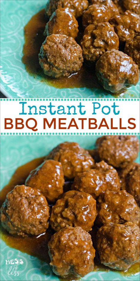 Instant Pot Meatballs with BBQ Sauce - Mess for Less Meatball Dinner Ideas Instant Pot, Jelly Meatballs Instant Pot, Meatballs Grape Jelly Chili Sauce Instant Pot, Instant Pot Bbq Meatballs, Meatballs With Bbq Sauce, Spaghetti And Meatballs Instant Pot, Instant Pot Meatballs, Meaty Meals, Glazed Meatballs