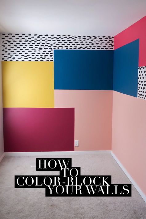 Accent Corner Paint, Multicolored Accent Wall, Fun Hallway Colors, Wall Triangle Pattern, Fun Room Paint Ideas, Corner Mural Ideas, Paint Swatch Wall, Painting Accent Wall Ideas Living Room, Fun Basement Paint Colors