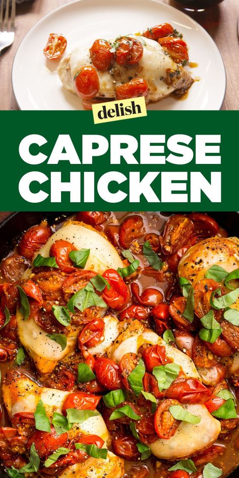 Caprese Chicken: The Weeknight Dinner We Keep Coming Back ToDelish Chicken Caprese, Caprese Chicken, Sweet Tart, Delish Recipes, Cheesy Chicken, Cooking Recipe, Poultry Recipes, Balsamic Vinegar, Pheasant