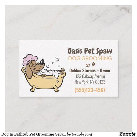 Dog In Bathtub Pet Grooming Service Business Card  #groom #pets #grooming #petservice #dog Dog In Bathtub, Service Business Card, Pets Grooming, Dog Business, Service Business, Service Animal, Services Business, Personal Business Cards, Unique Cards