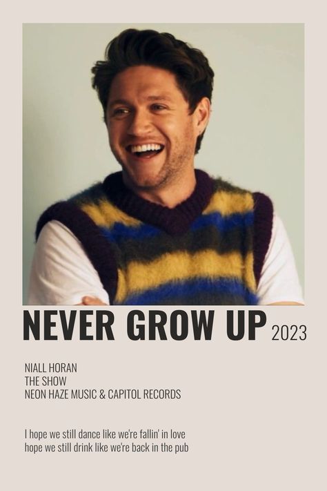 Never Grow Up Niall Horan, Niall Horan Prints, Niall Horsn, 1d Posters, Songs Poster, Pretty Posters, Album Prints, Picture Heart, Posters On Wall Bedroom