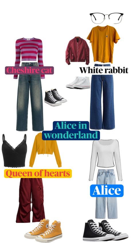 Alice In Wonderland Outfit Ideas Modern, Wonderland Inspired Outfits, Alice In Wonderland Inspired Outfits, Alice In Wonderland Outfit, White Rabbit Alice In Wonderland, Queen Of Hearts Alice, Alice In Wonderland Costume, Wonderland Costumes, School Dresses