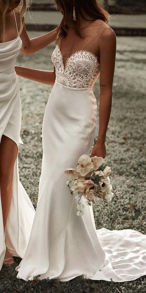 On Trend Wedding Dresses, Modern Beach Wedding Dresses, Mermaid Minimalist Wedding Dress, Wedding Dress 2023 Winter, Spring Elopement Dress, Olivia Wedding Dress, Wedding Dress For Muscular Bride, Florida Wedding Dress Brides, 2024 Summer Wedding Dress