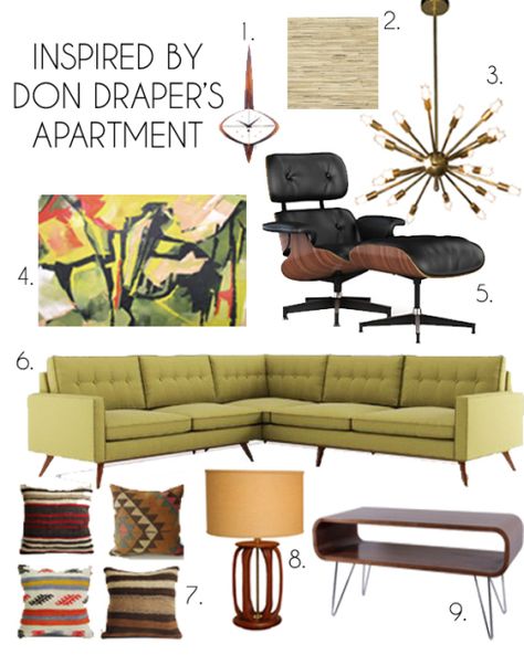 Madmen Decor, Mad Men Furniture, Mad Men Interior Design, Mid Century Modern Living Room Furniture, Mad Men Decor, Interior Design Living Room Modern, Brass Peacock, Inspiration Moodboard, Mid Century Modern Interior Design