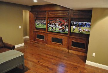 Multiple Tvs On Wall Basement Ideas, Multi Tv Wall Ideas, Multiple Tvs On Wall, Multiple Tv Wall Ideas, Speakers Design, Cabin Basement, Tv Wall Ideas, Tv Ideas, 3 Tv