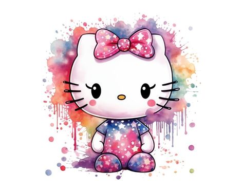 Hello Kitty Watercolor, Kitty Watercolor, Kitty Clipart, Kawaii Png, Kitty Png, Kawaii Kitty, Charmmy Kitty, Graffiti Art, Tattoo Ideas