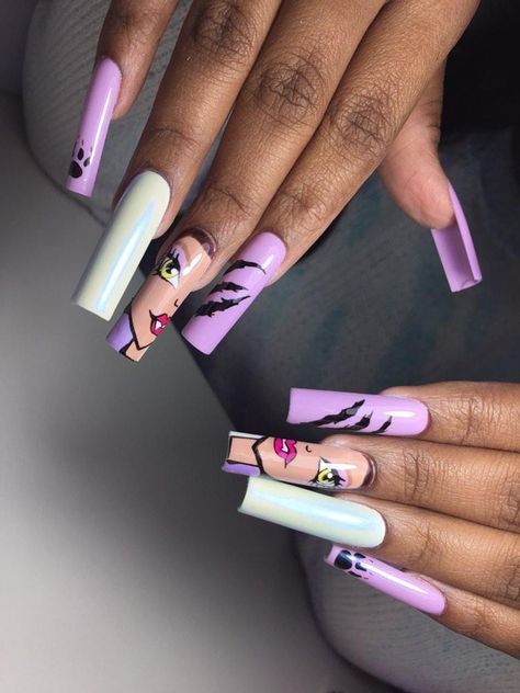 Monster High Nails Clawdeen, Clawdeen Wolf Nails, Clawdeen Nails, Wolf Nails, High Nails, Monster High Nails, Tex Avery, Clawdeen Wolf, 2024 Halloween