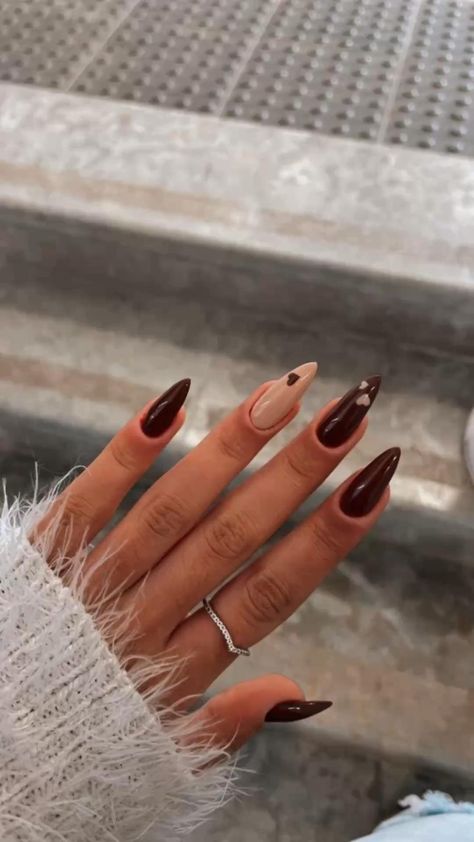 nails | Hailey Bieber | nails acrylic | nails 2022 | nails inspiration | nails fall | nails design | nail design | nail art | nail acrylic designs | nail designs trending now | nail designs simple | nails acrylic simple Almond Nail Colors Fall, Acrylic Nails Autumn 2022, Autumn Nails Ideas 2022, Almond Acrylic Nails Autumn, Fall Autumn Nails Almond, Autumnal Nails 2022, Autumn Nails Long Almond, Autumnal Almond Nails, Long Almond Acrylic Nails Fall