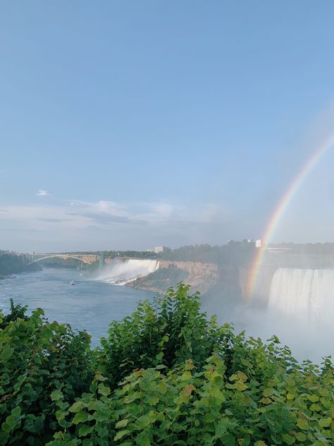 #niagarafalls #horseshoefalls #canada #ontario #aesthetic #scenary #views #waterfall #rainbow #blue #skies Ontario Aesthetic, Waterfall Rainbow, Niagara Falls Trip, Canada Ontario, Turn Blue, Fall Travel, Blue Skies, Niagara Falls, Ontario