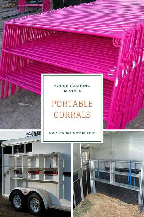 Cute Horse Trailer Ideas, Portable Horse Corral, Living Quarters Horse Trailer Hacks, Horse Trailer Camping Hacks, Horse Camping Hacks, Horse Trailer Organization Ideas, Horse Trailer Must Haves, Horse Trailer Accessories, Horse Trailer Camping