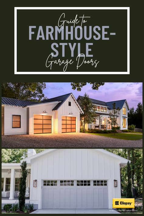 When it comes to curb appeal, your home's exterior can be as unique as your personality. There is no set style for today's farmhouse garage door. Some homeowners have found modern styles complement their home's lines best while some stick to the tried-and-true carriage house styles. Find the perfect fit for your farmhouse using our Guide to Farmhouse-Style Garage Doors. 📸: Andy Frame 📸: @krystine_edwards Black Garage Doors White House, Modern Farmhouse Garage Doors, Farmhouse Garage Door, Farmhouse Garage Doors, Modern Farmhouse Garage, White House With Black Trim, Black Garage Door, Black Garage Doors, Farmhouse Garage