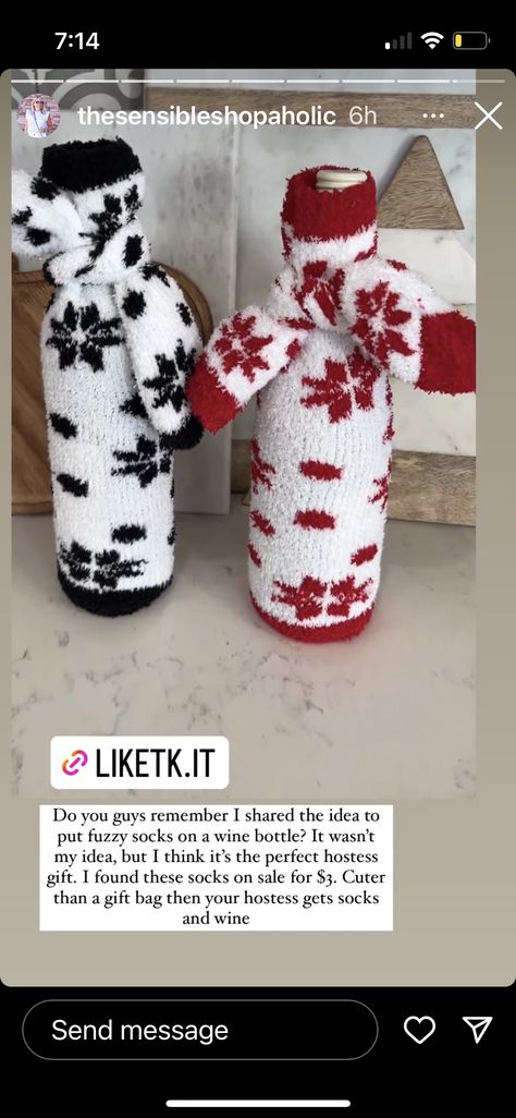 Wine Bottle Gift, Wine Gift Bag, Fuzzy Socks, Cozy Socks, Wine Bottle Holders, Christmas Socks, Wine Gifts, Bottle Holders, Secret Santa