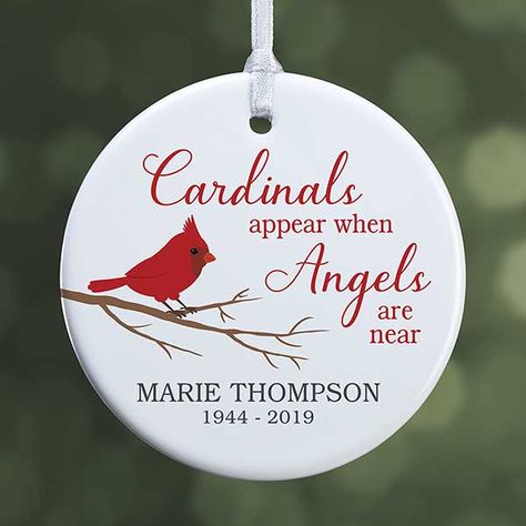 Cardinal Ornaments, Personalized Memorial Gifts, Christmas In Heaven, Custom Memorial, Memorial Ornaments, Custom Ornament, Personalized Ornaments, Sympathy Gifts, Ornaments Diy