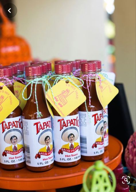 Taco Themed Party Favors, Fiesta Baby Shower Favors, Tequila Photography, Hot Sauce Favors, Mexican Fiesta Bridal Shower, Mexican Party Favors, Fiesta Party Favors, Spanish Party, Tequila Party