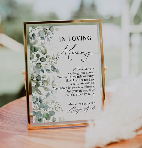 Wedding In Loving Memory Table, Wedding Signing Table Ideas, Memory Table Sign, Memory Table Wedding, Wedding Memorial Sign, Memory Table, Signing Table Wedding, Memorial Signs, Forever In Our Hearts