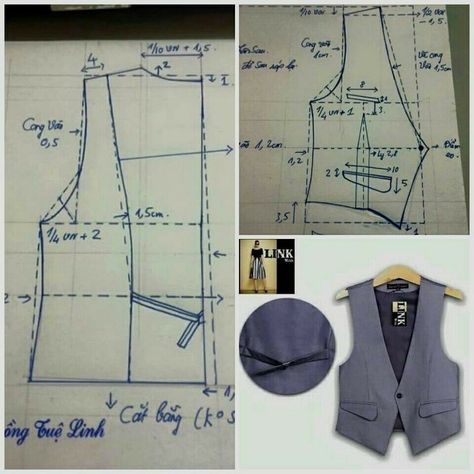 Pola Vest, Pola Kardigan, Sewing Men, Kemeja Lelaki, Blazer Pattern, Sew Ins, Blouse Pattern Sewing, Easy To Sew, Vest Pattern